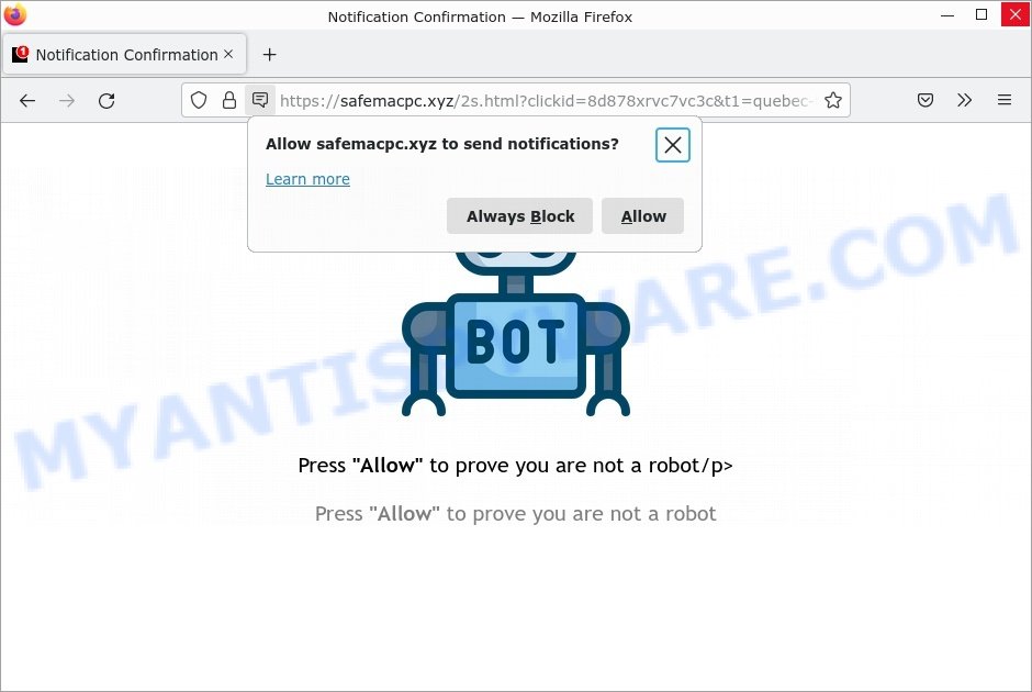 Notification Confirmation safemacpc.xyz scam