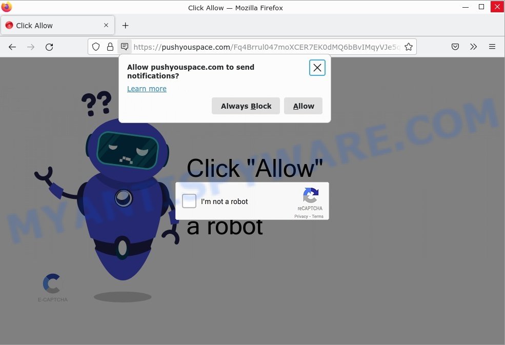 Pushyouspace.com Click Allow Scam