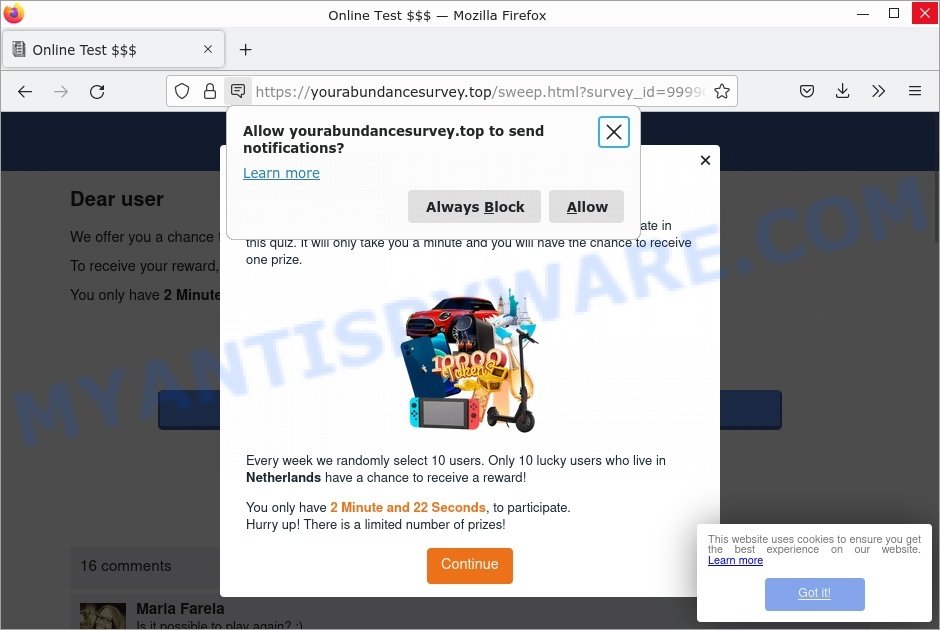 Yourabundancesurvey.top Online Test scam