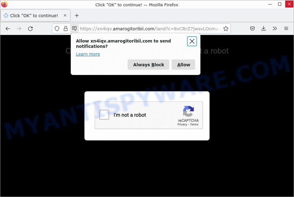 amarogitoribii.com Click OK to continue scam