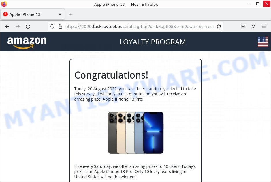 fuveexohd.in.net redirects Apple iPhone 13 scam