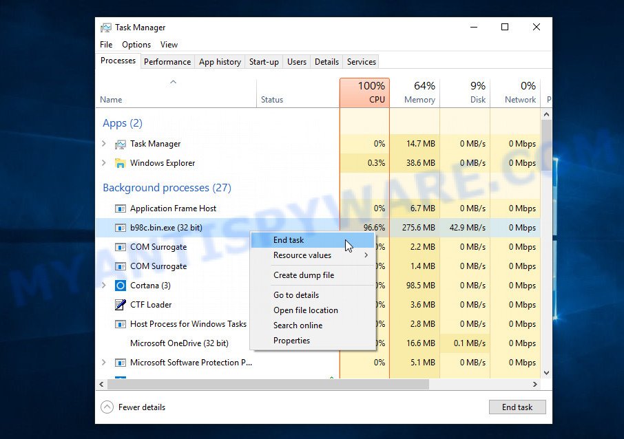 kill malware process