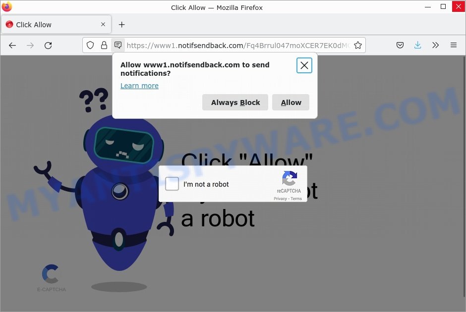notifsendback.com Click Allow scam