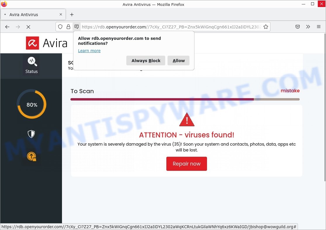 Avira your system was corrupted Scam fake scan results
