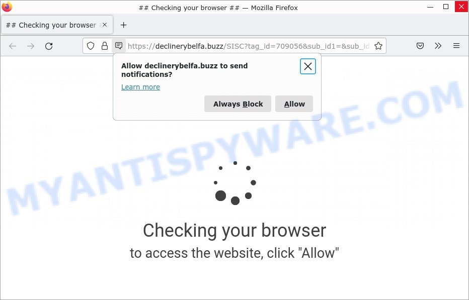 Declinerybelfa.buzz Checking your browser Scam