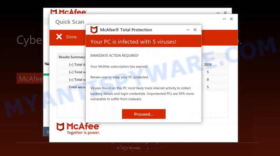Desktopsecuritydata.com McAfee fake scan results