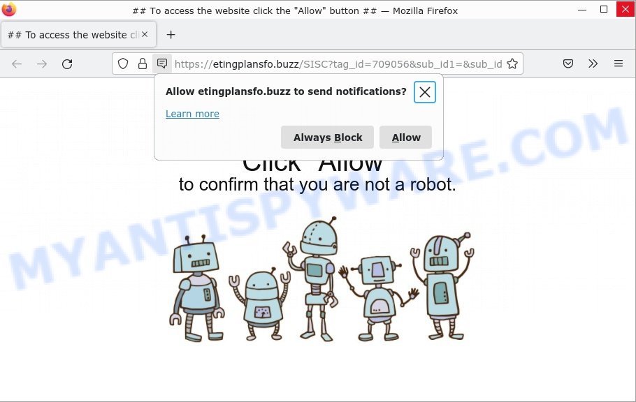 Etingplansfo.buzz click Allow scam
