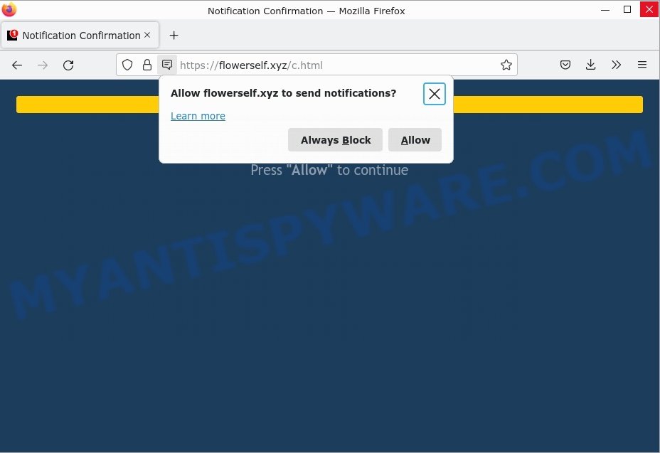 Flowerself.xyz Notification Confirmation scam