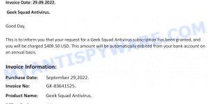 GeekSquad Email Scam - GeekSquad Antivirus