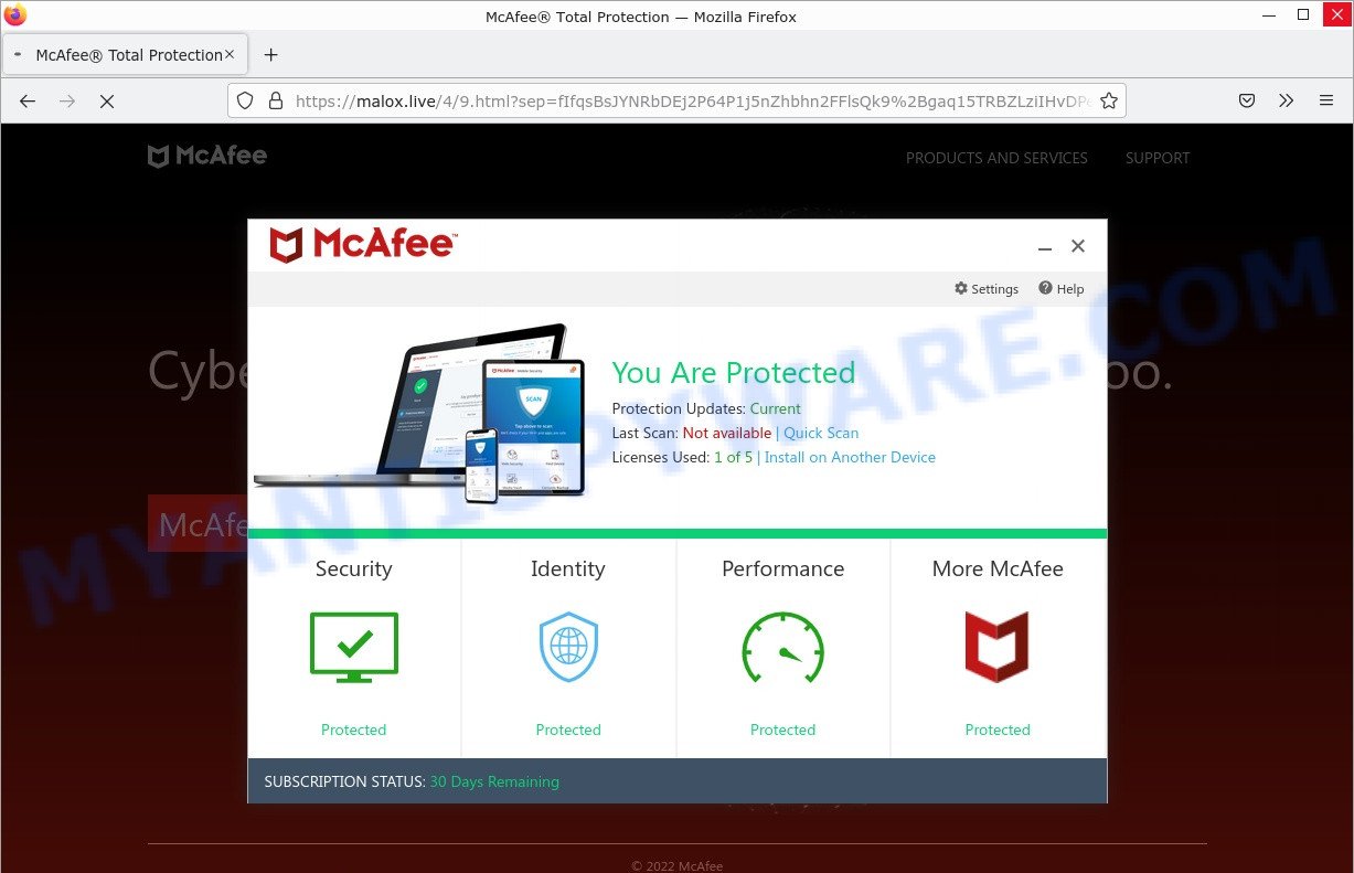 Malox.live McAfee Scam
