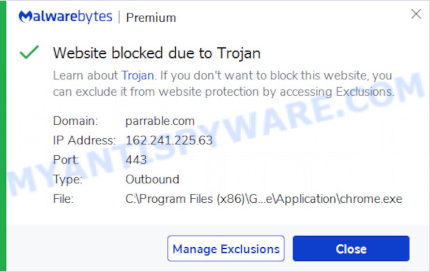 Malwarebytes blocks Parrable.com malware