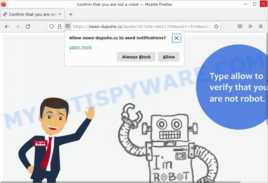 News-dupuhe.cc Confirm you are not a robot Scam