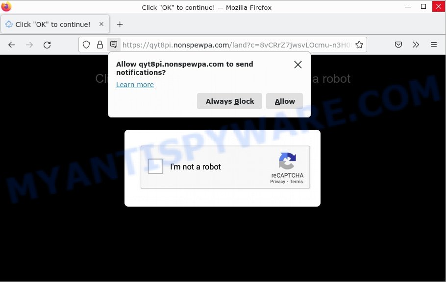 Nonspewpa.com Click OK to continue Scam