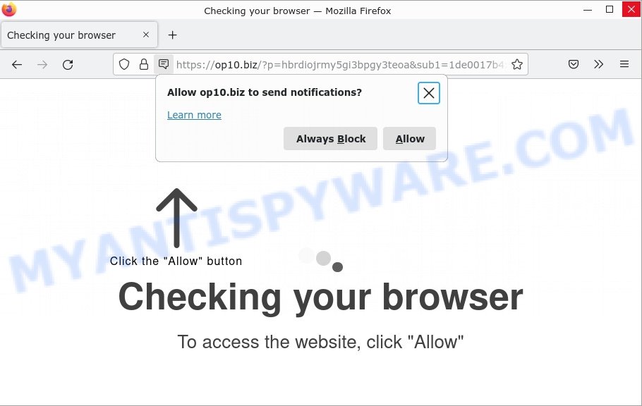 Op10.biz Checking your browser Scam