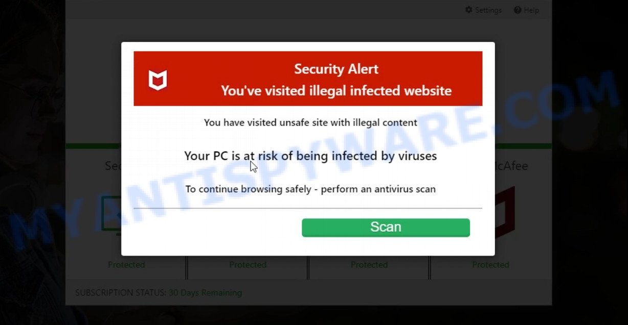 Protect-data-2022.xyz McAfee Security Alert Scam