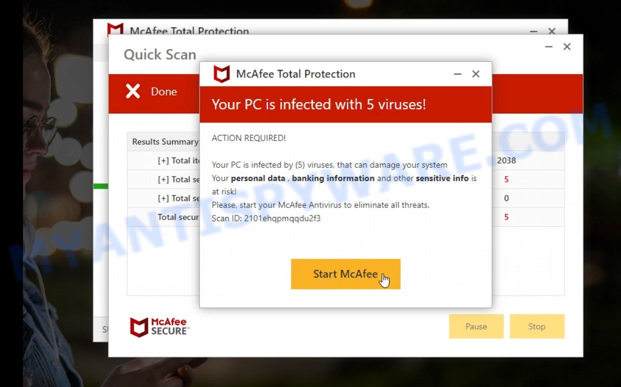 Protect-data-2022.xyz McAfee fake scan results
