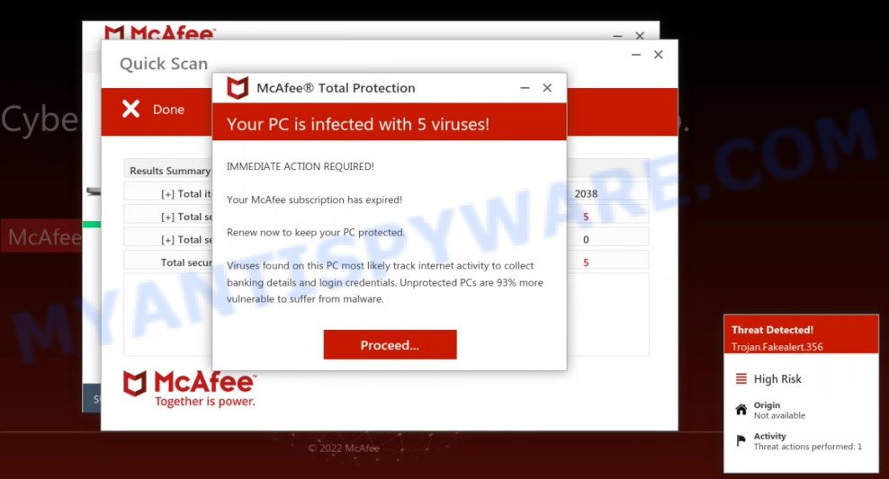 Protection-availability.xyz McAfee fake scan results