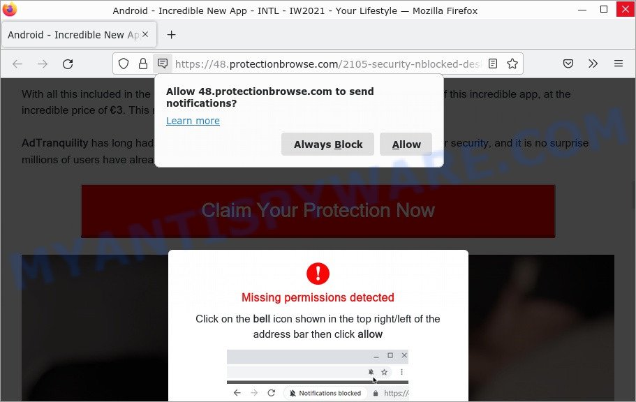 Protectionbrowse.com Click Allow Scam