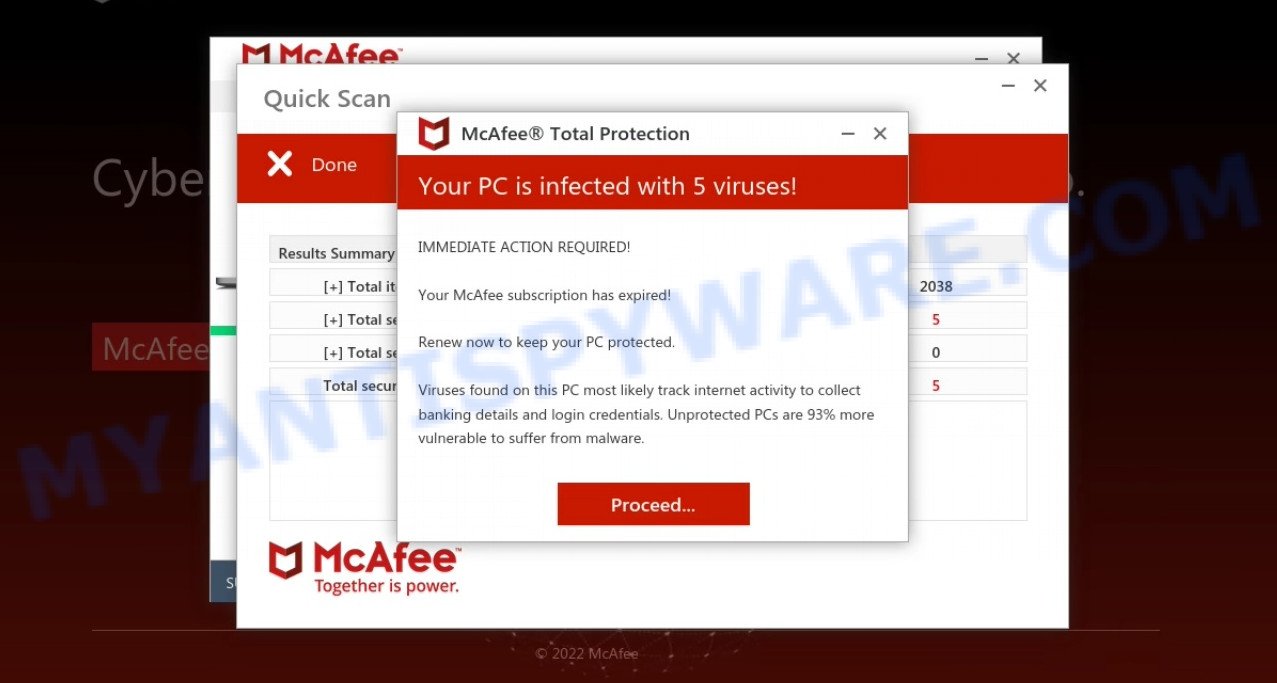 Securityservice-pc.com McAfee fake scan results