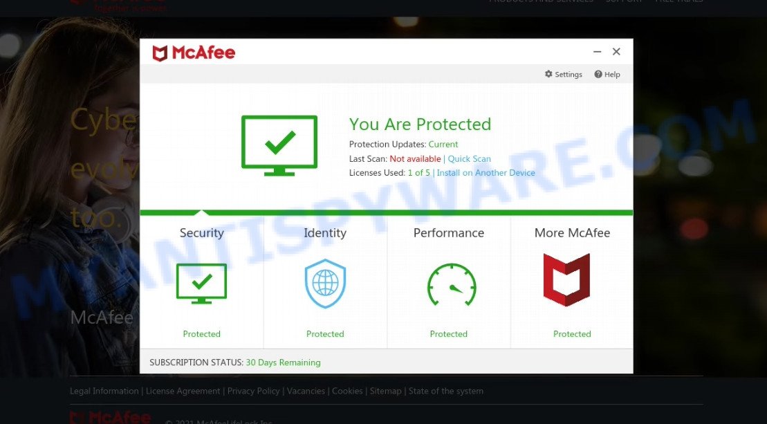 Strongpcprotection.com McAfee Security Alert Scam