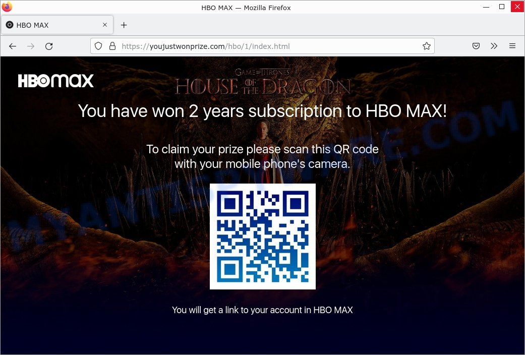 You Have Won 2 Years Subscription To HBO MAX SCAM