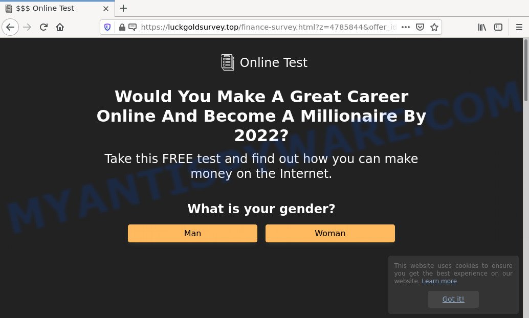 luckgoldsurvey.top online test scam
