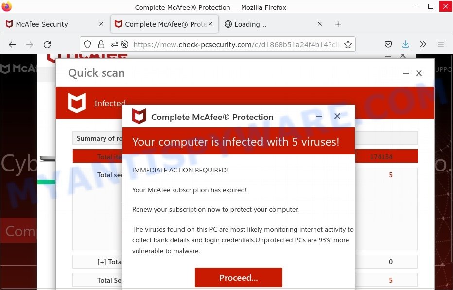 novitrk1.com McAfee Scam redirect