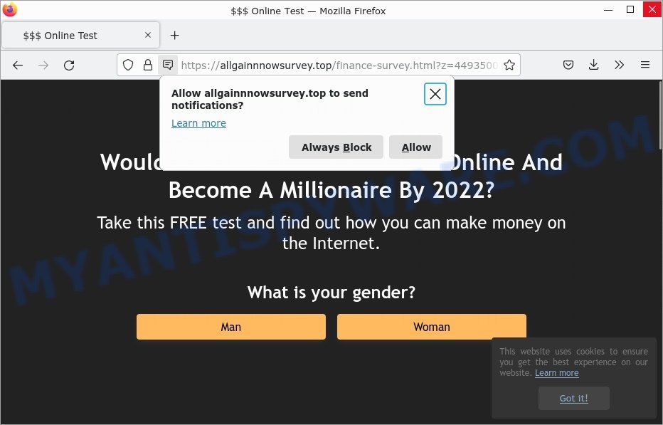 Allgainnnowsurvey.top Online Test Scam