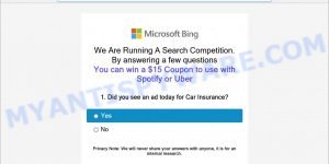Bing We Are Running A Search Competition pop-up scam