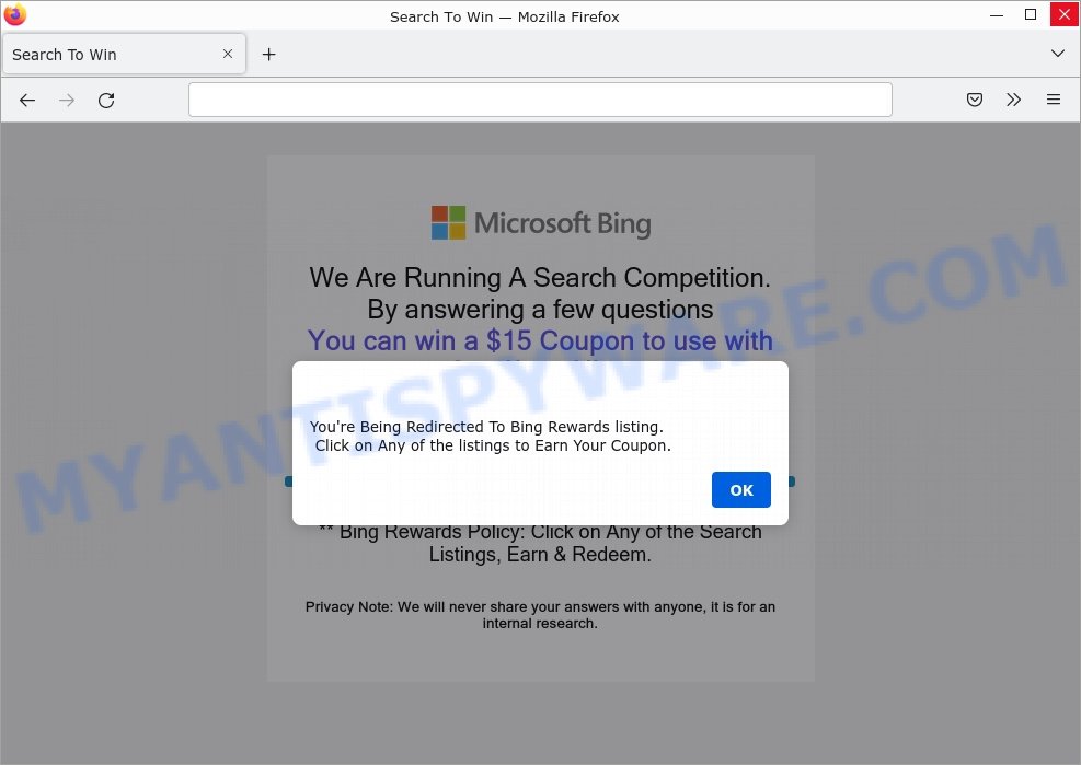 Bing We Are Running A Search Competition scam