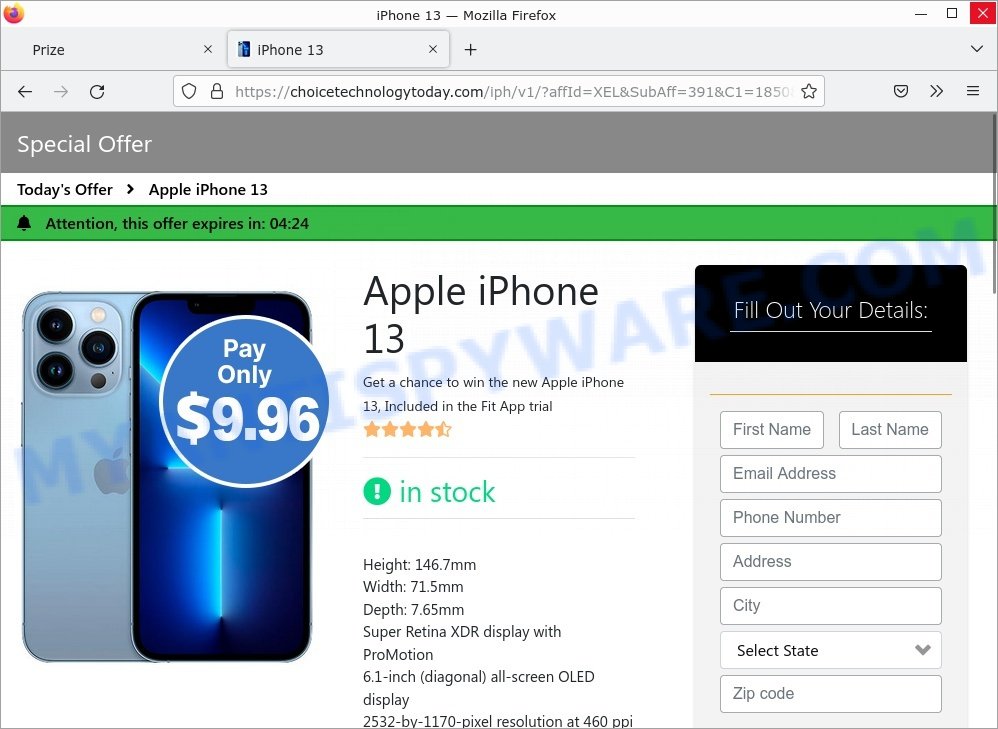 Captcha See Virus Win iPhone 13 Scam