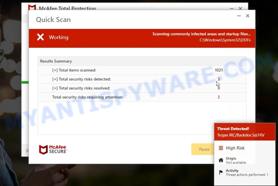 Defenderfocus.xyz McAfee fake scan