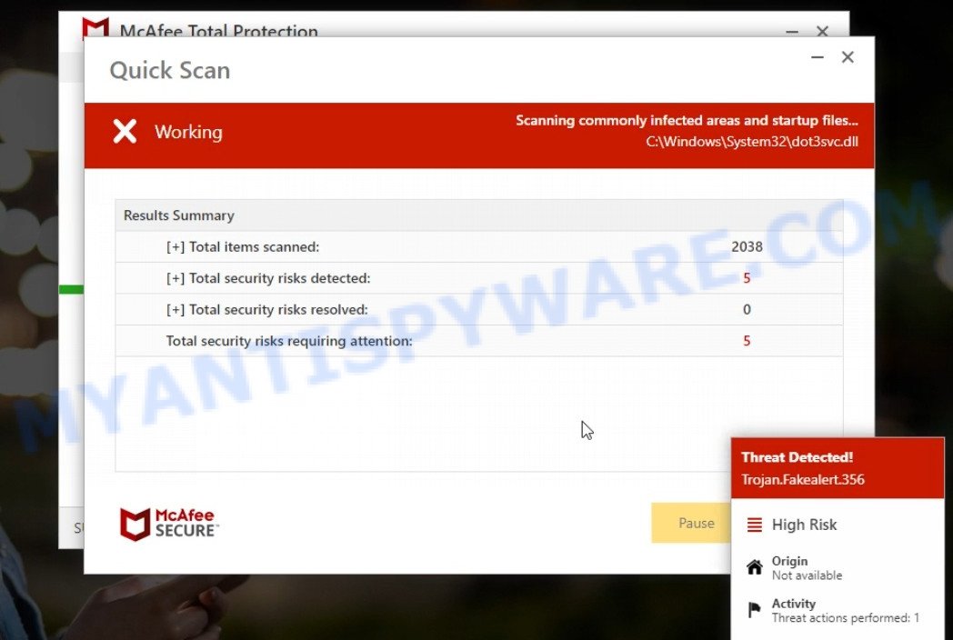 Defenderpage.xyz McAfee fake scan