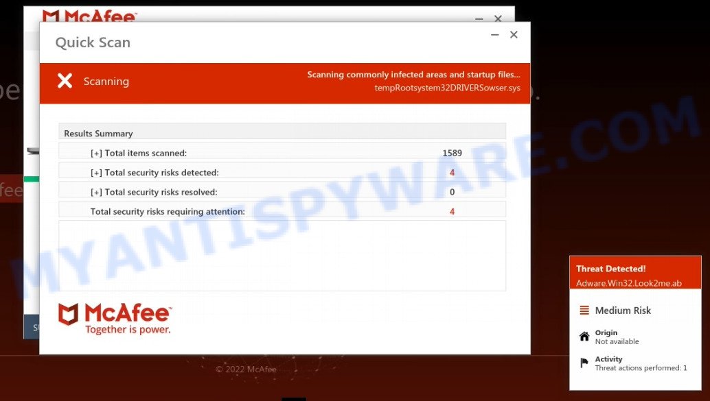 Desktopsecurityradar.com fake McAfee scan