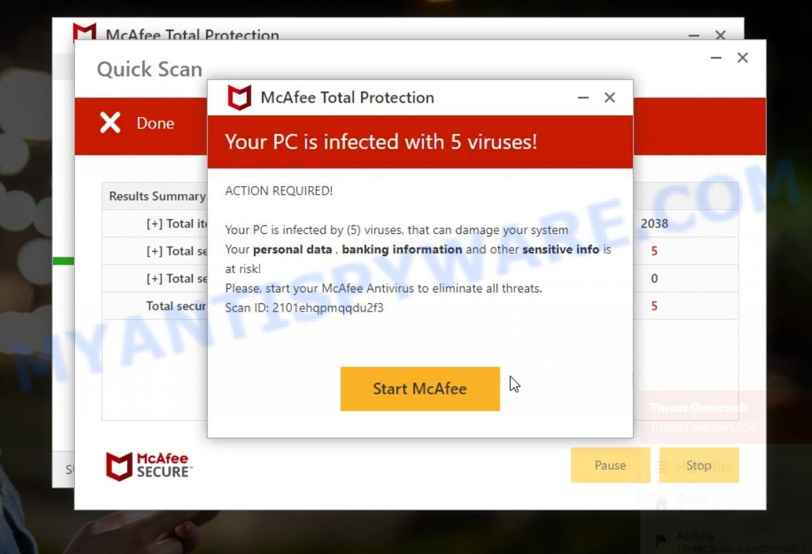 Dinto.click McAfee fake scan results