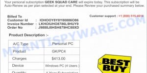 GEEK SQUAD CARE email scam 9888