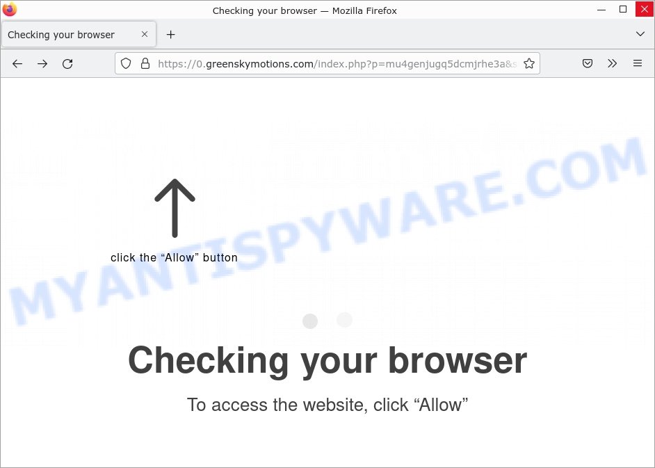 Greenskymotions.com Checking your browser Scam