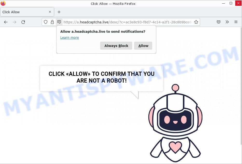 Head Captcha Virus Click Allow Scam