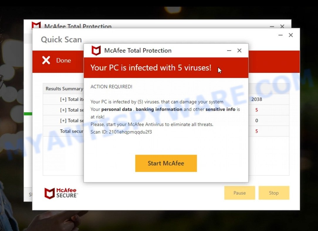 Internal-scanning.com McAfee fake scan results