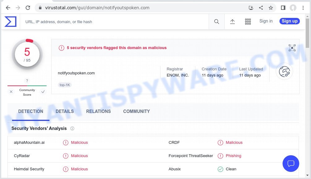 Notifyoutspoken.com malicious