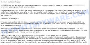 On this day I hacked your device operating system Email Scam