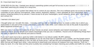 On this day I hacked your device operating system Email Scam