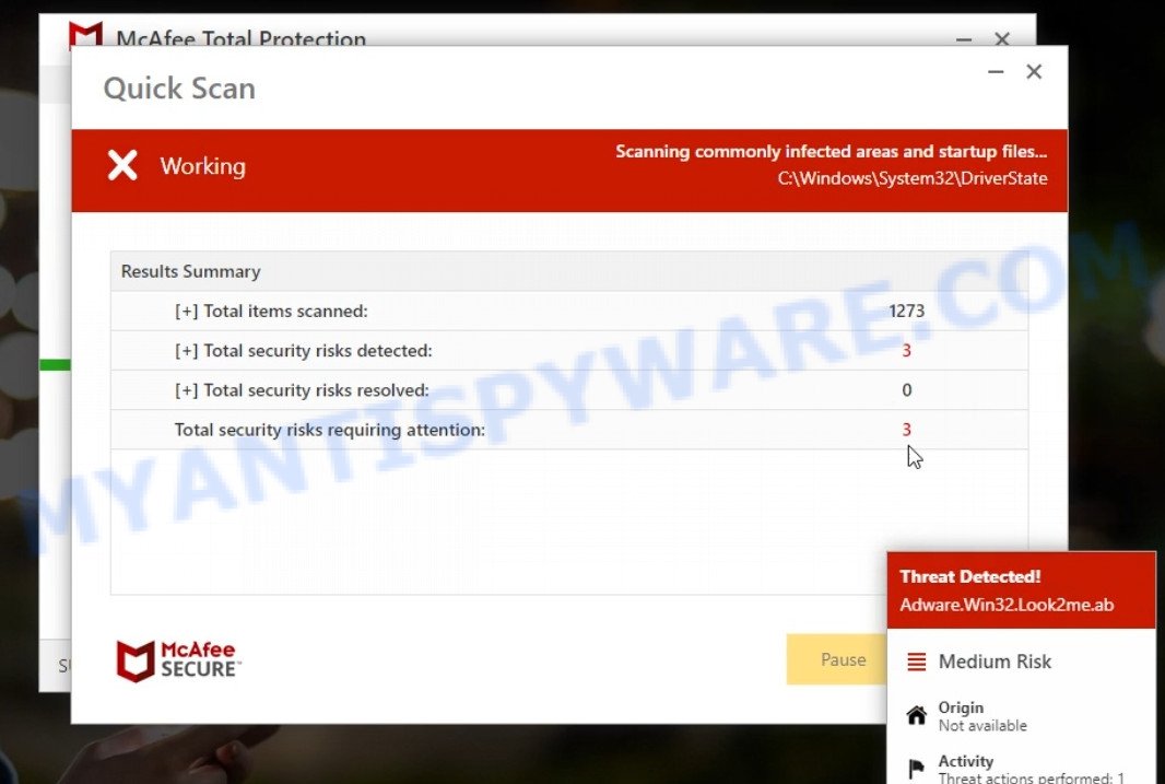Power-stability.com McAfee fake scan