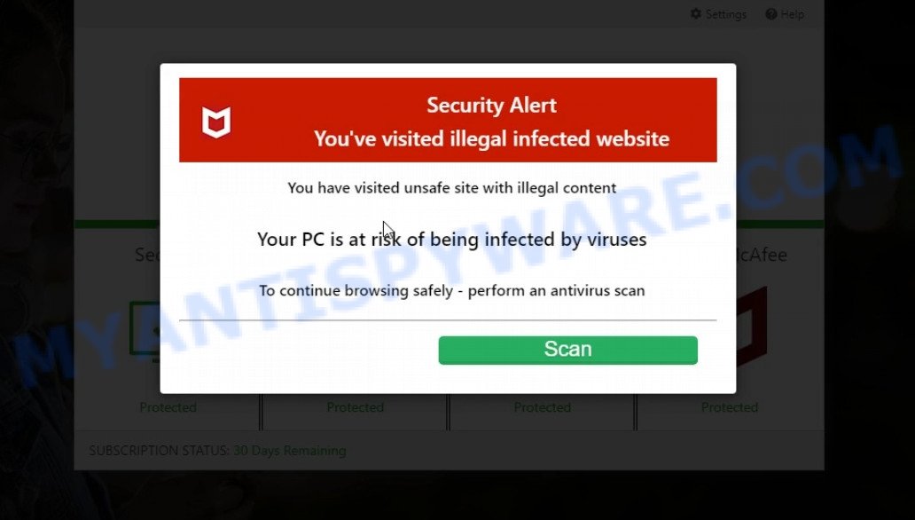 Powersoftwarepc.com mcAfee Alert Scam