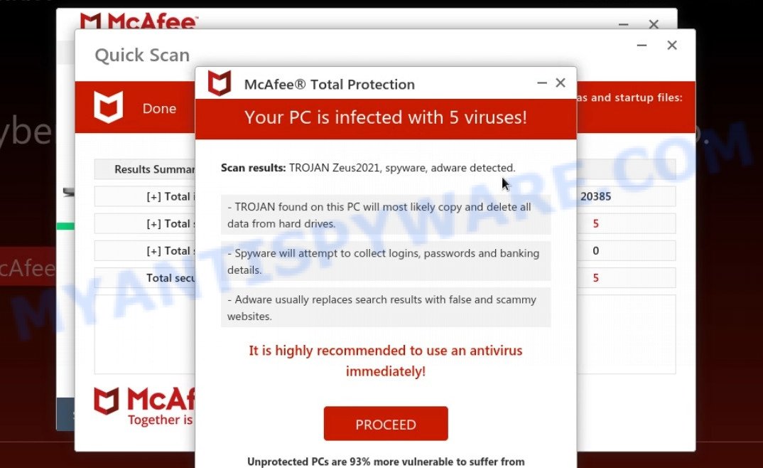 Protect-me.vip McAfee fake scan results