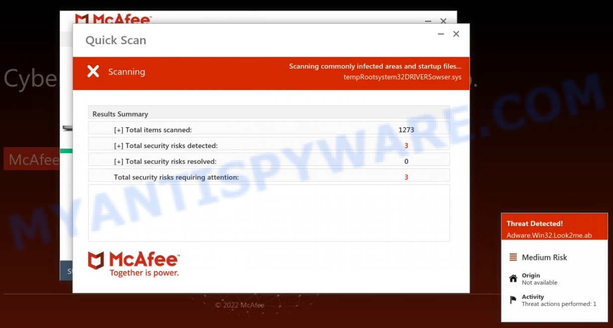 Protectionsurveys.online McAfee fake scan