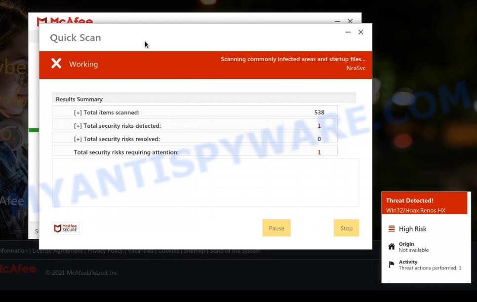 Securitysystempc.online McAfee fake scan