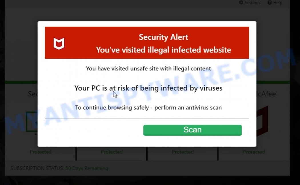 Stable-scan.com McAfee Alert Scam