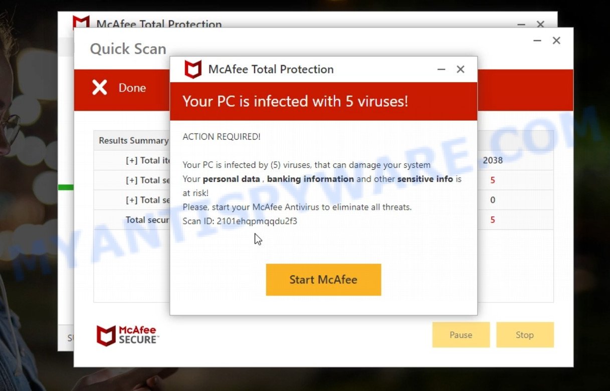 Stronger-protection.com McAfee fake scan results