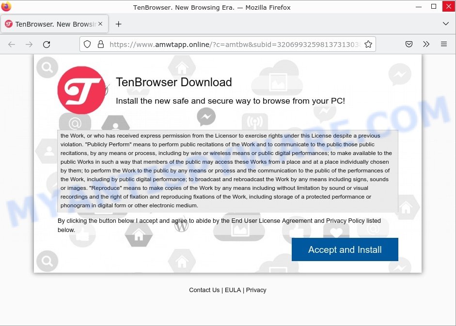 TenBrowser pop-up install